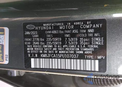 2023 Hyundai Tucson Hybrid Sel Convenience z USA, uszkodzony, nr VIN KM8JFCA15PU107037